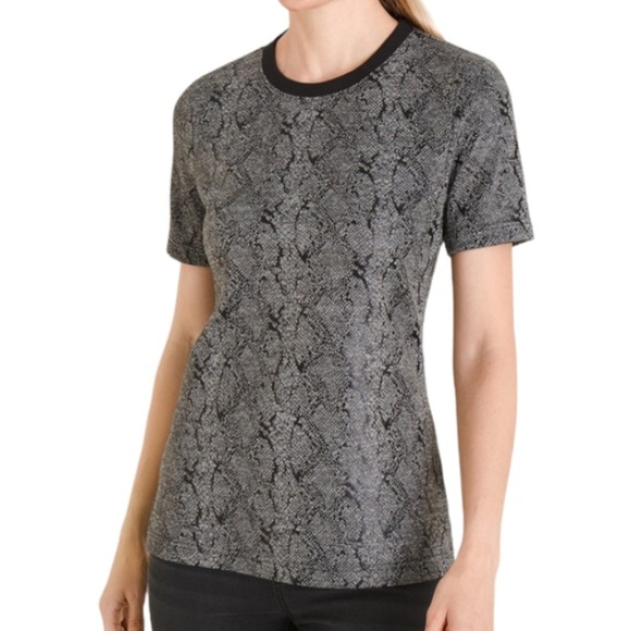 CHICO’S Snake-Print Jacquard Gray Black Tee Top $59.50 NWT 0 - Picture 2 of 10